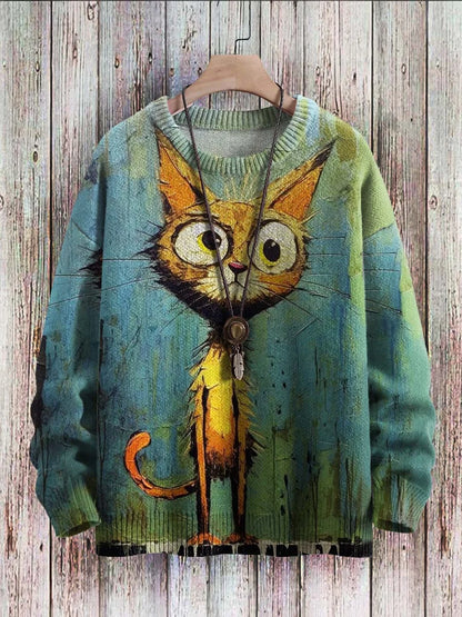 Katzenpullover Damen Fröhlich Farben