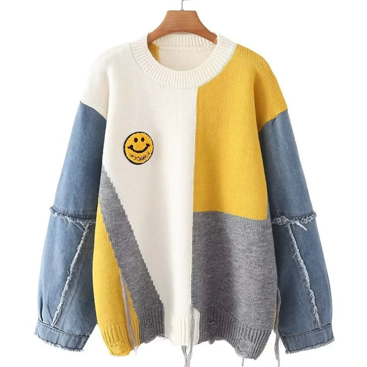 Bunte Damenpullover Patchwork Style