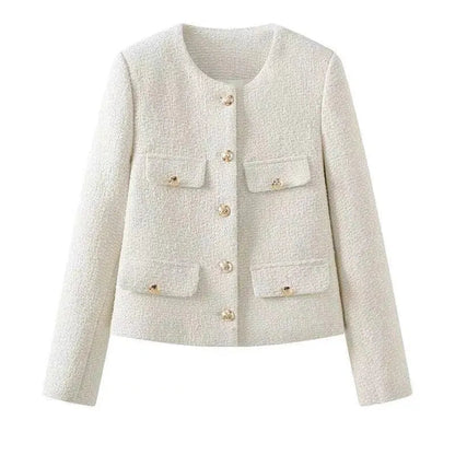Modische Damenjacke Mit Vielen Taschen Tweed Stil