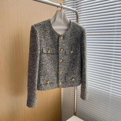 Modische Damenjacke Mit Vielen Taschen Tweed Stil
