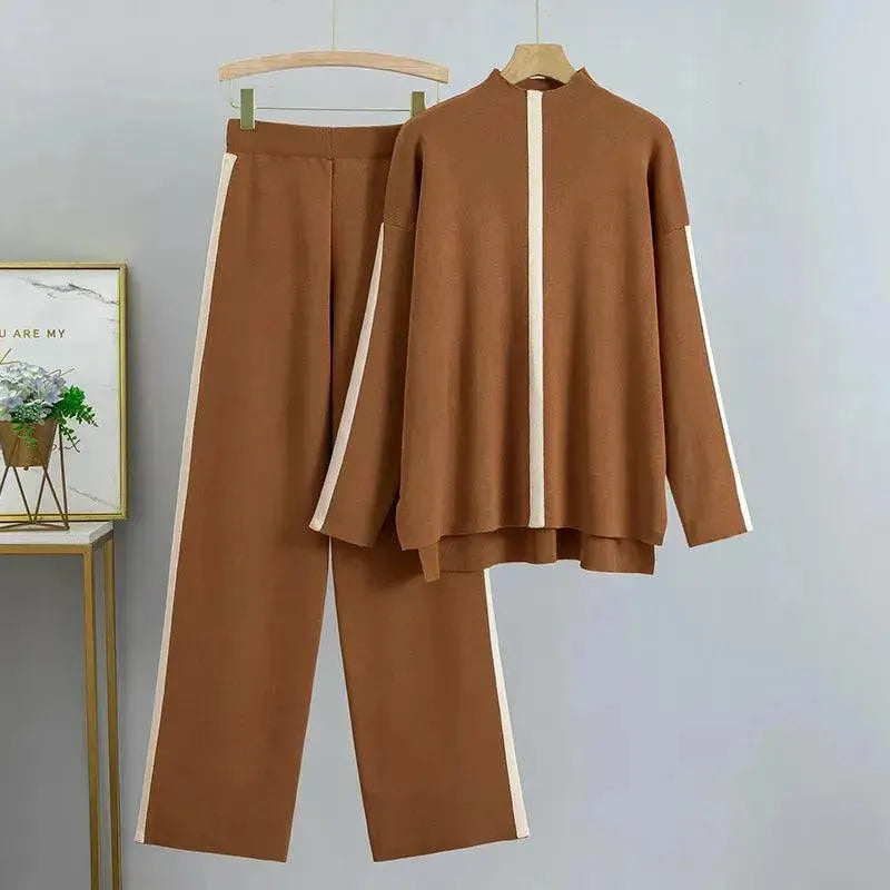 Moderner Damen Hosenanzug Zweiteiler Farbblock