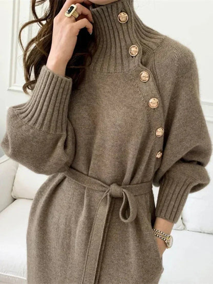 Komfortables Damen Sweatdress Mit Gürtel - IdealeKleiden