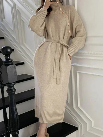 Komfortables Damen Sweatdress Mit Gürtel