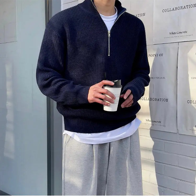 Stilvoller Herren Pullover Klassisch Halbzip