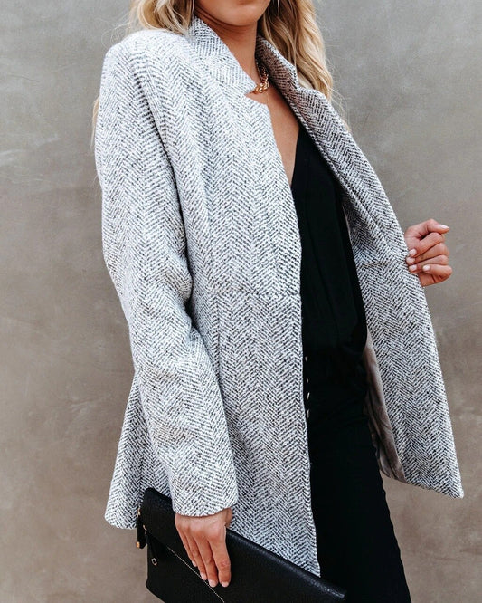 Stilvolle Damenjacke Tweed Optik - IdealeKleiden