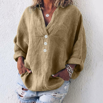 Bequeme Damenbluse Elegant Knopfdesign