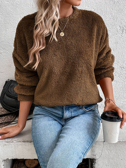 Weiches Teddy Pullover Sweatshirt Bequem