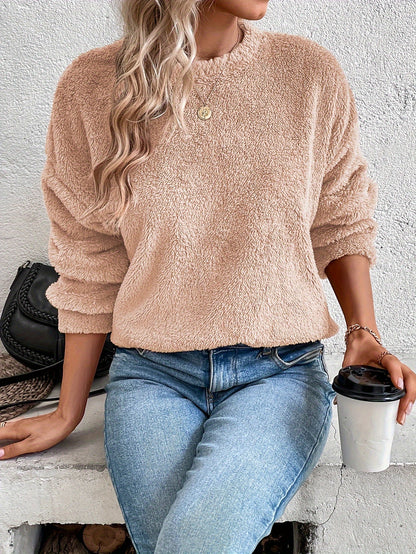 Weiches Teddy Pullover Sweatshirt Bequem