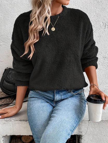 Weiches Teddy Pullover Sweatshirt Bequem