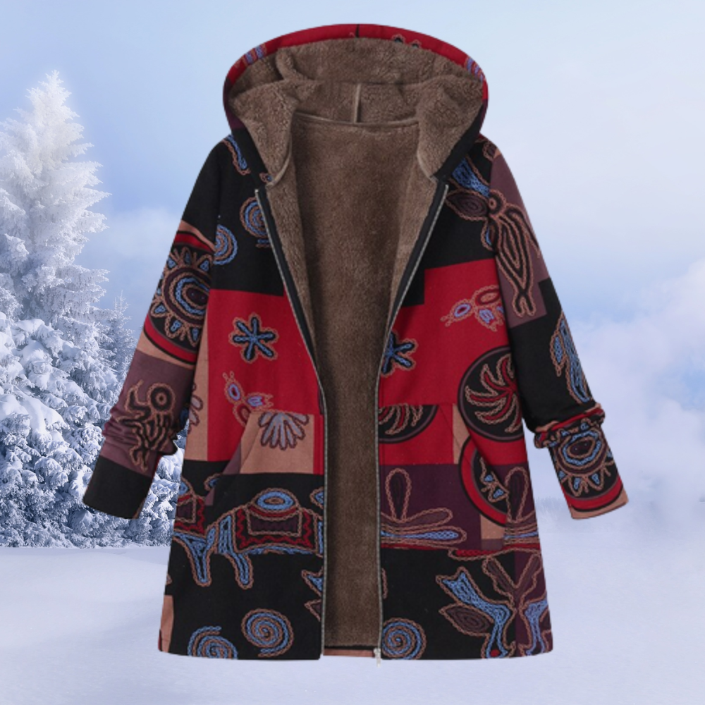 Stilvolle Damen Winterjacke Blumenmuster - IdealeKleiden
