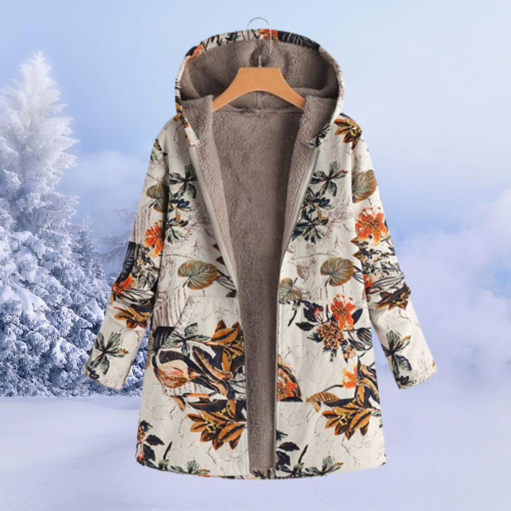 Stilvolle Damen Winterjacke Blumenmuster