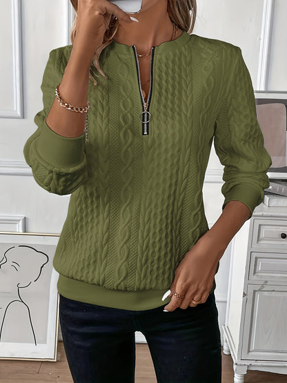 Damen Pullover Bequem Reißverschluss