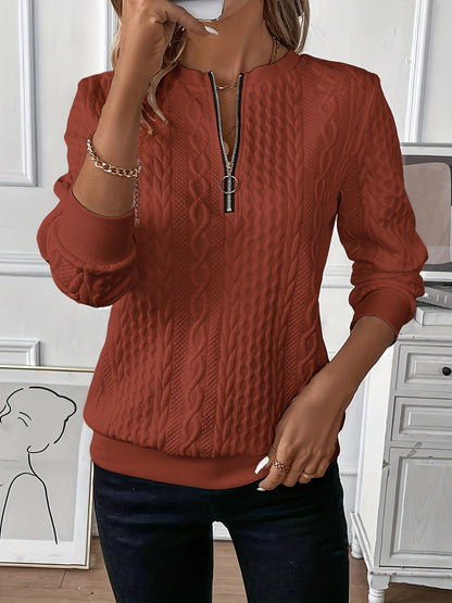 Damen Pullover Bequem Reißverschluss