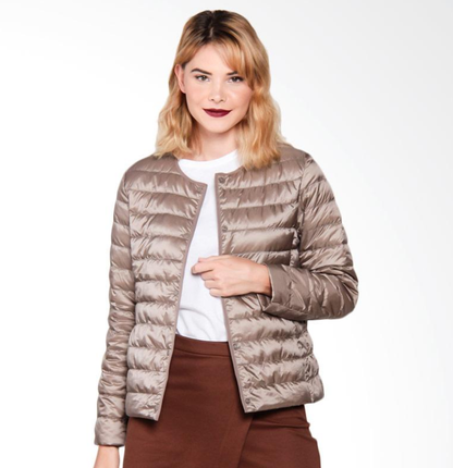 Daunenjacke Damen Elegant Kragenlos