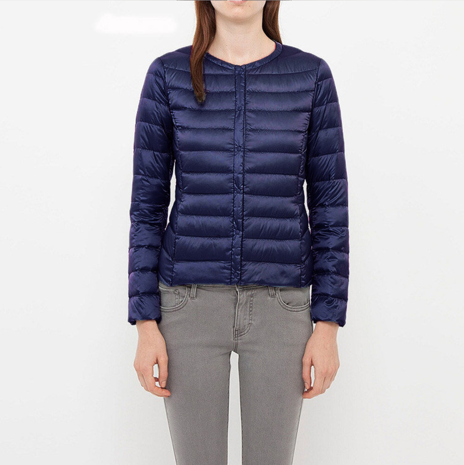 Daunenjacke Damen Elegant Kragenlos