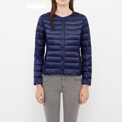 Daunenjacke Damen Elegant Kragenlos
