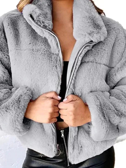 Bequeme Damen Fleecejacke Cropstyle