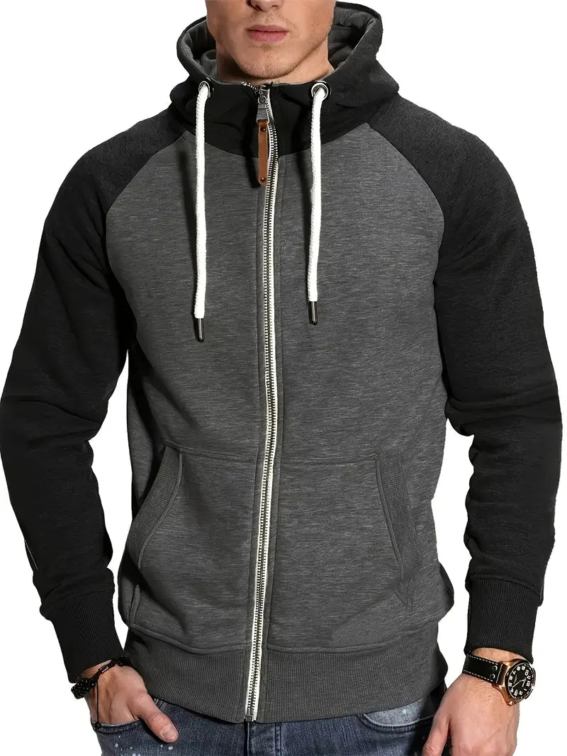 Herren Pullover Langarm Kapuze Reißverschluss