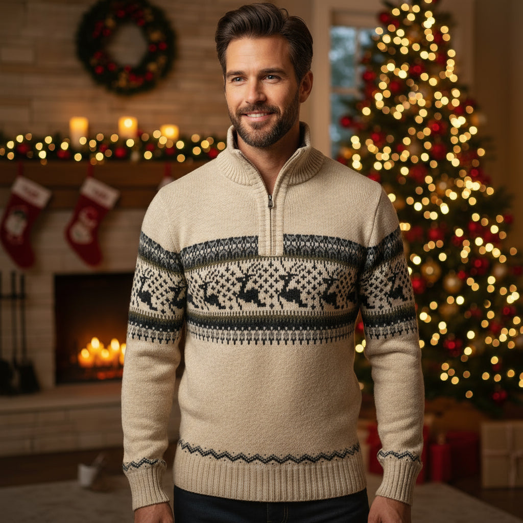 Herren Winterpullover Warm Rentiermuster