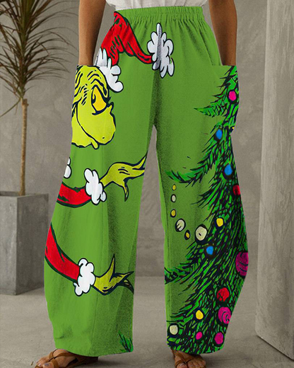 Weihnachtshose Freizeit Hose Mit Festlichem Druck