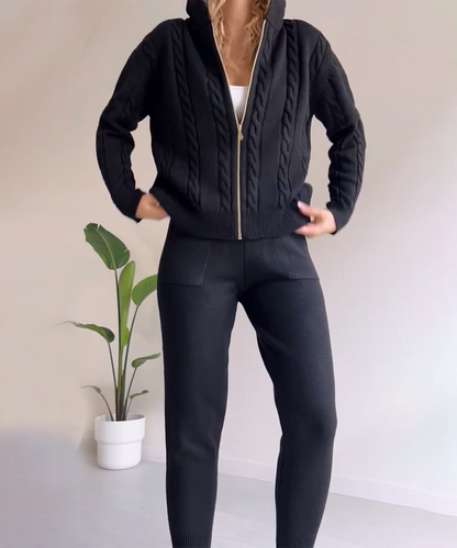 Modisches Zweiteiler Set Cardigan und Strickpullover