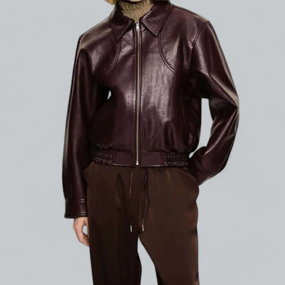 Unisex Lederjacke Vintage Style Echtleder Optik