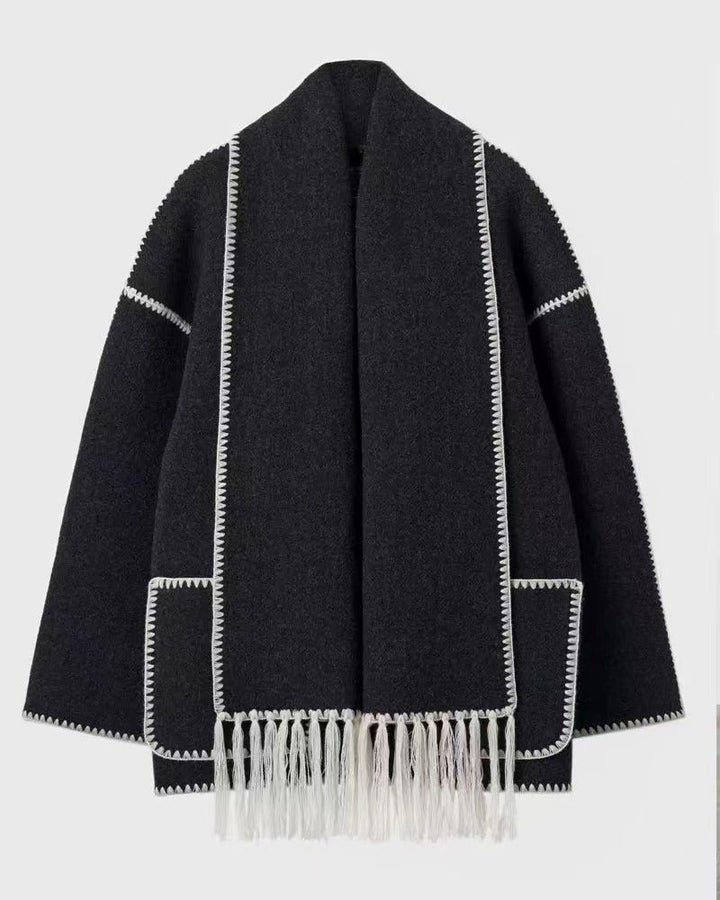 Eleganter Wollmantel Hepburn Stil Damencape - IdealeKleiden