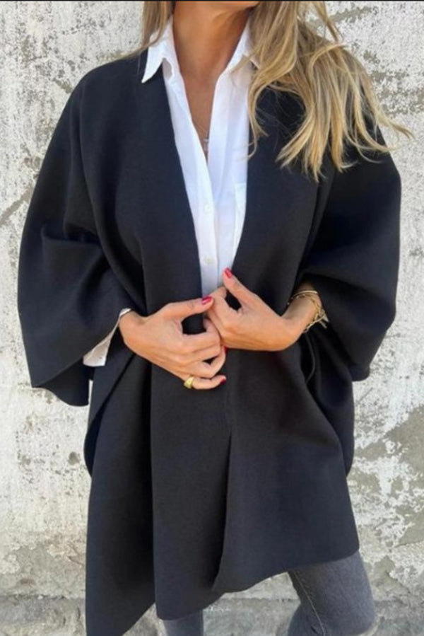 Stylische Damenjacke V-Ausschnitt Cape Design