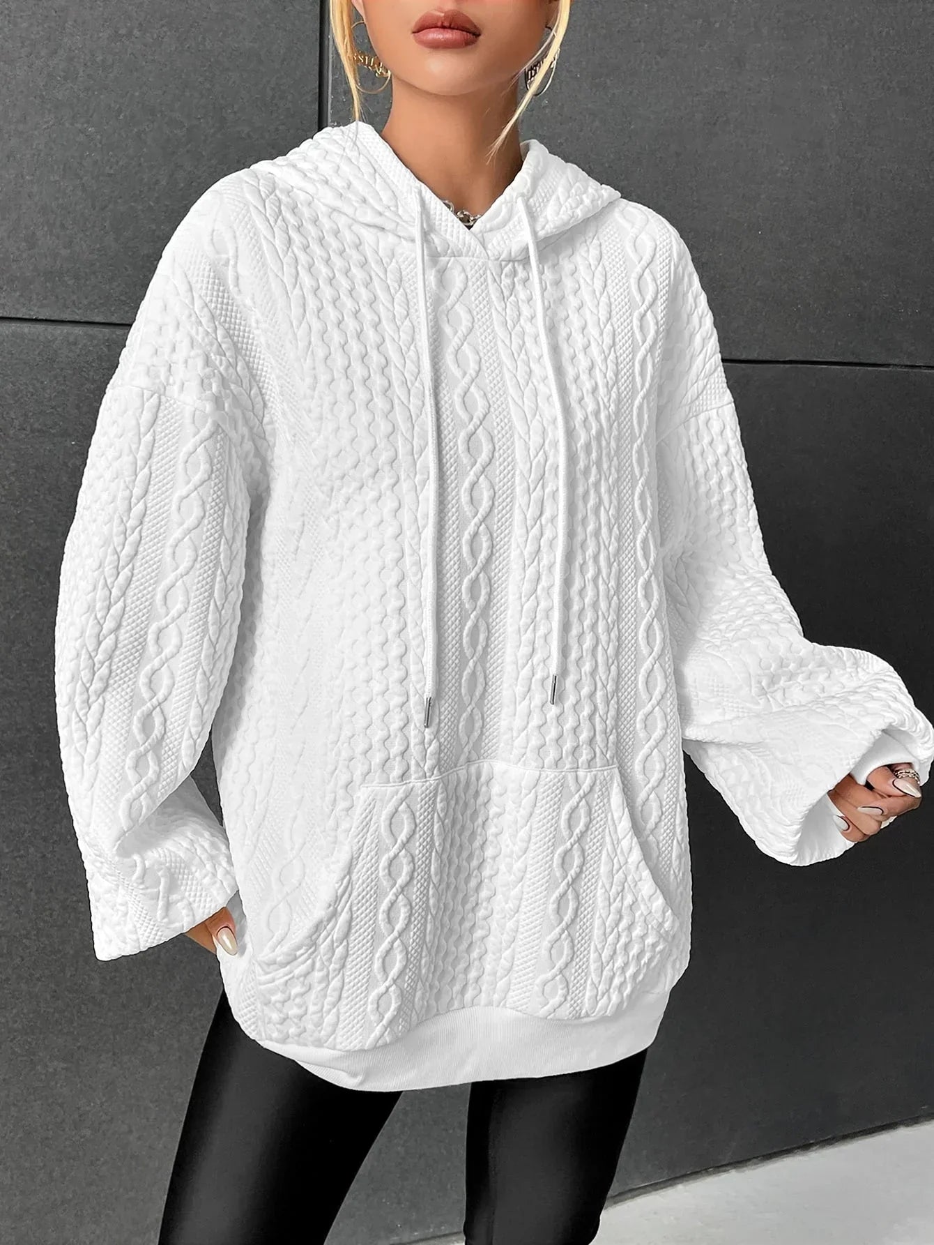 Übergroßer Pullover Kapuze Kordelzug Oversized
