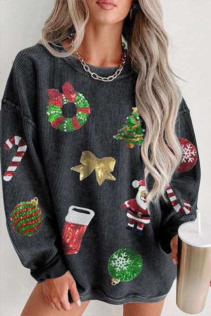 Weihnachtspullover Glitzer Pailletten Design