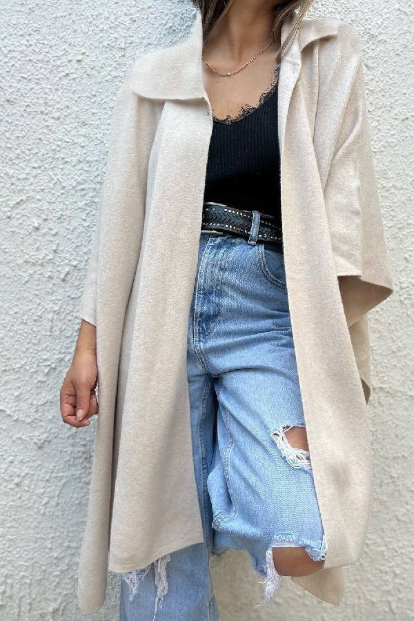 Lässige Cardigan Jacke mit Knopf und Kapuze