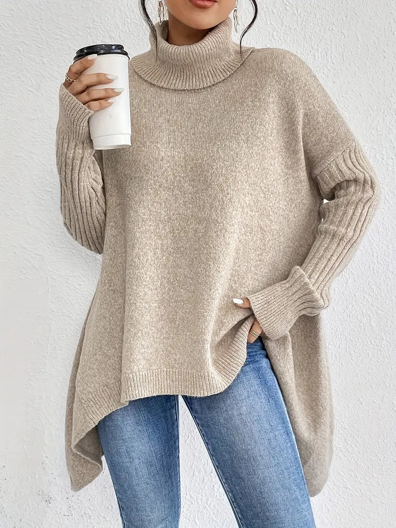 Bequemer Rollkragenpullover Lang Elegant