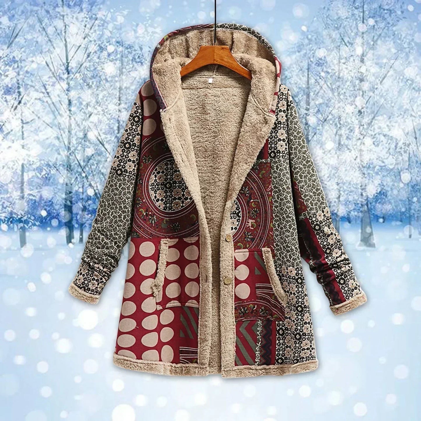 Damenschutzjacke Fleece Warm Kapuze