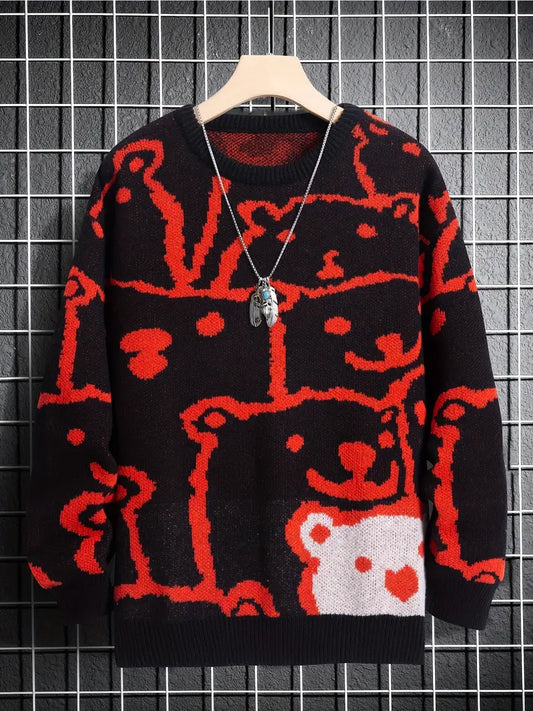 Herren Pullover Tiermuster Trendy - IdealeKleiden