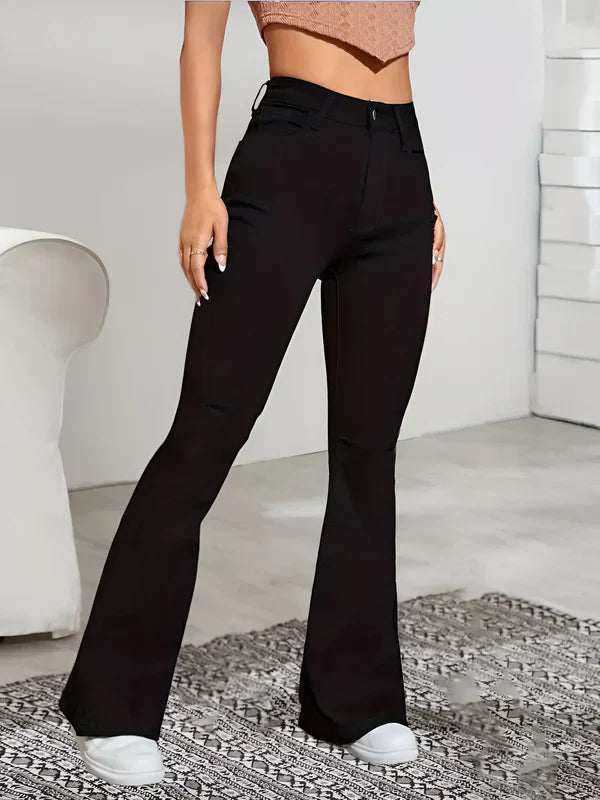 Hoch Taillierte Frauenjeans mit Flare Bein und Stretch