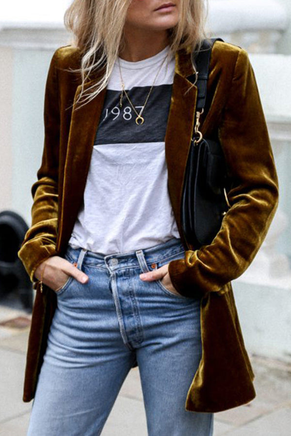 Stylischer Samt Blazer Damen Streetwear
