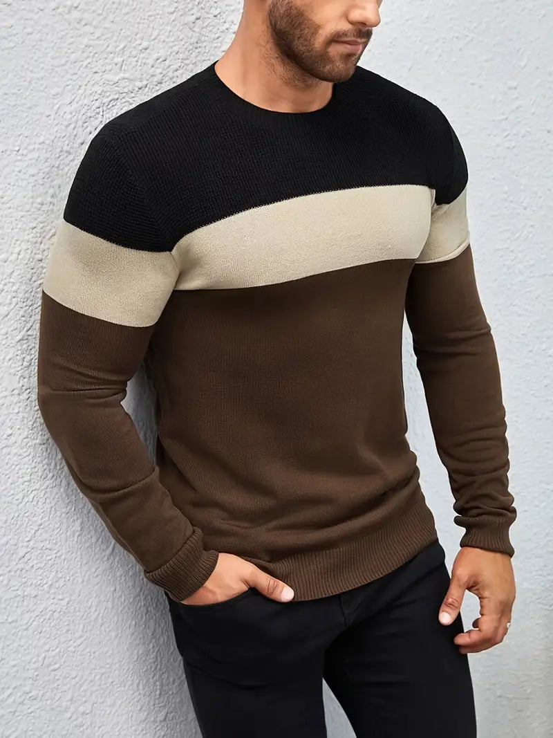 Herren Pullover Bunt Streifen Design - IdealeKleiden