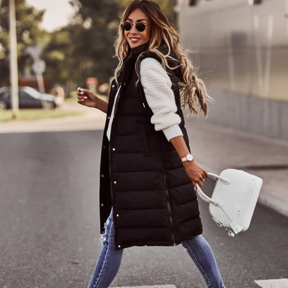 Damen Steppjacke Daunen Langschal Warm