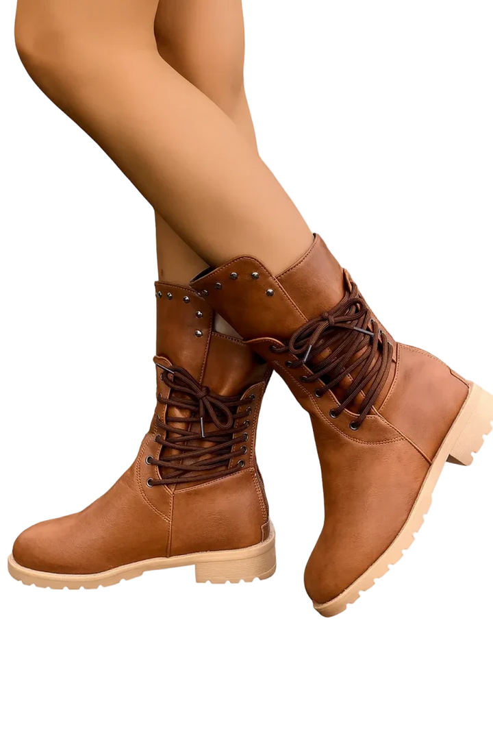 Damen Stiefel Höhe Schnürung - IdealeKleiden
