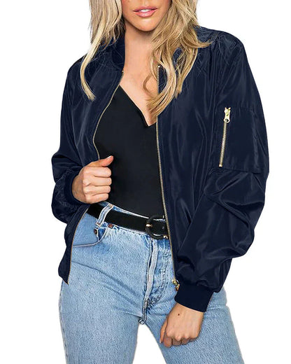 Stylische Bomberjacke Vollzip mit Seitentaschen