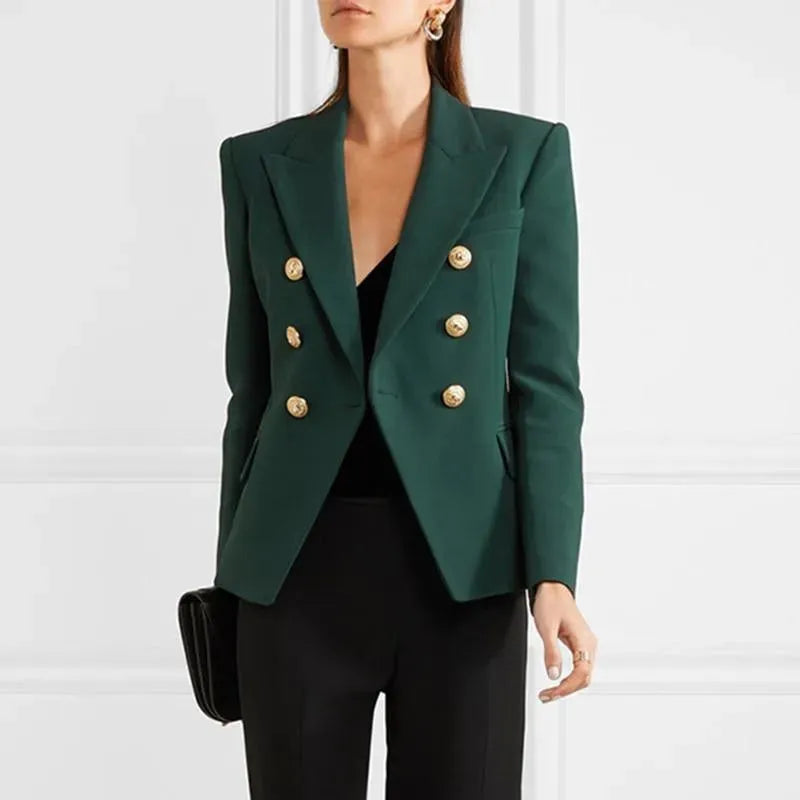 Dunkelgrüner Damenblazer Elegent Lässig - IdealeKleiden