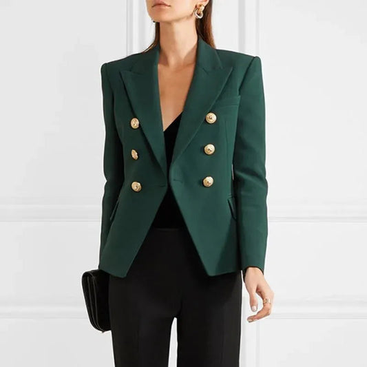 Dunkelgrüner Damenblazer Elegent Lässig - IdealeKleiden