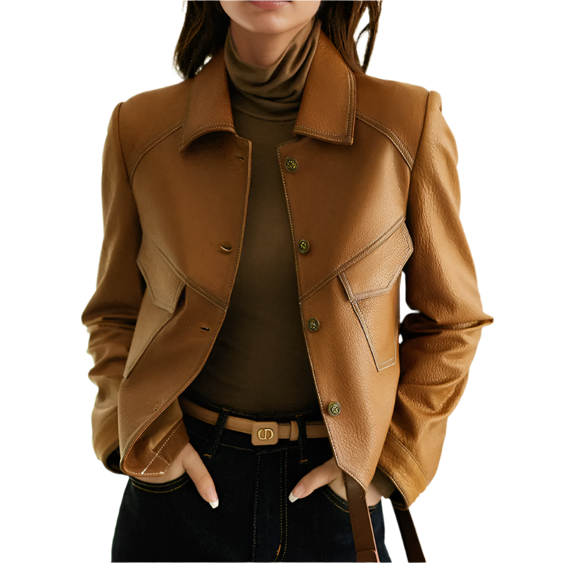 Vegane Lederjacke Damen Retro Stil