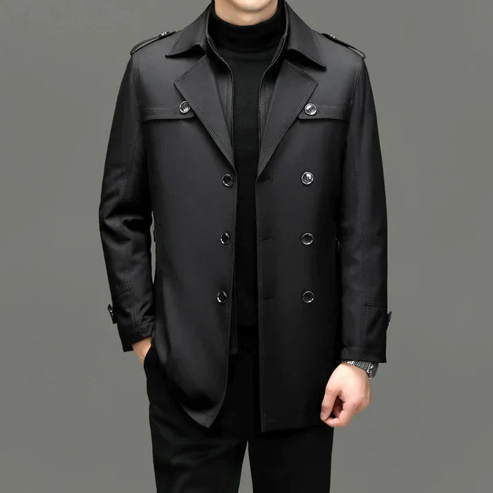 Herren Trenchcoat Elegant Lang Mantel