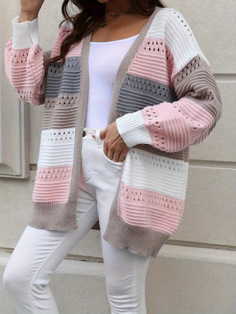 Strickjacke Bunt Farbblock Muster