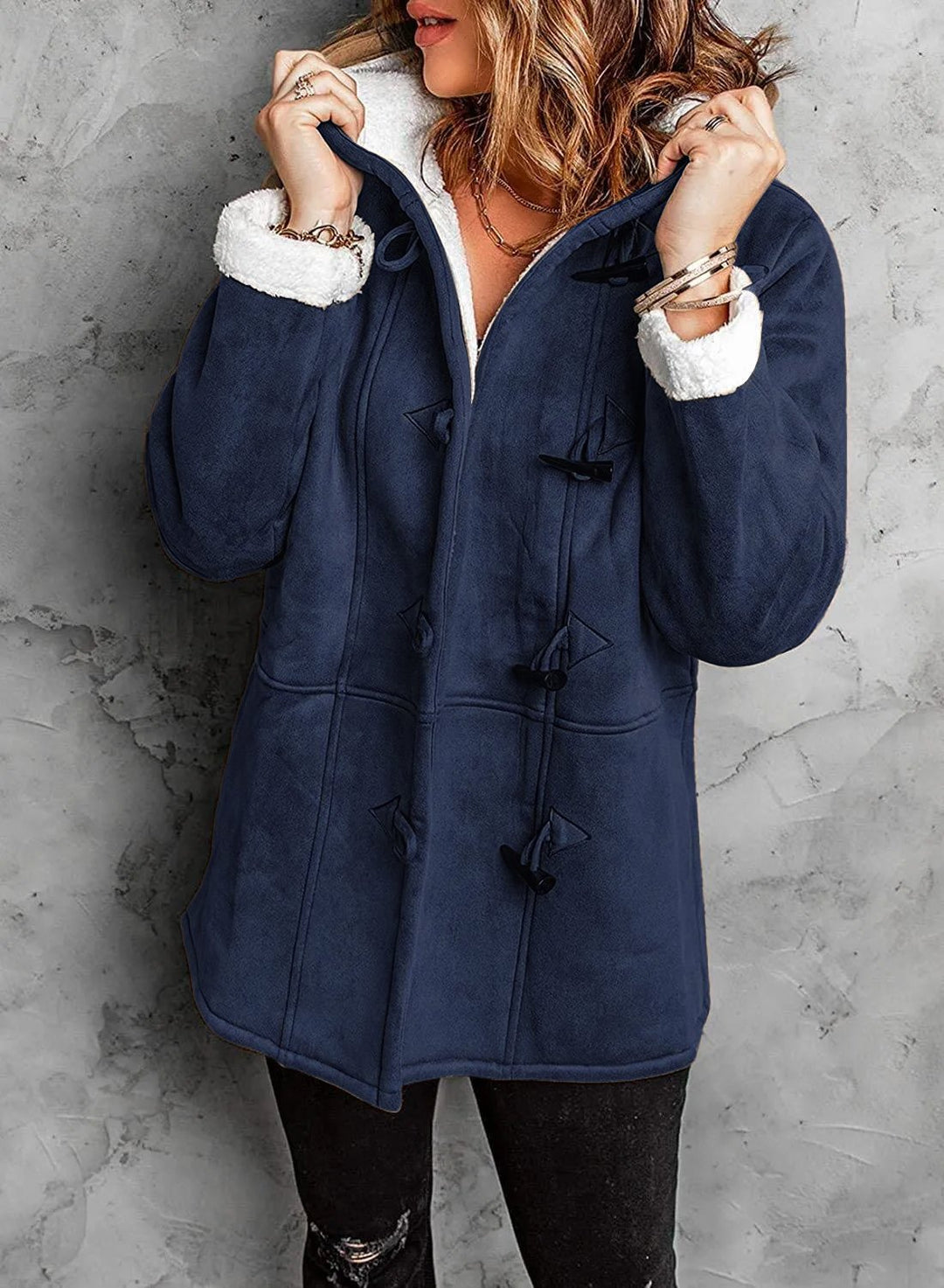 Kuschelige Fleece-Jacke Damen Warm Kapuze