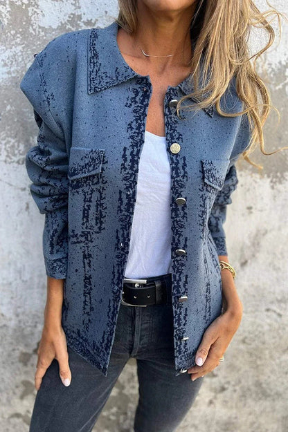 Lässige Lederjacke Mit Metallverschluss