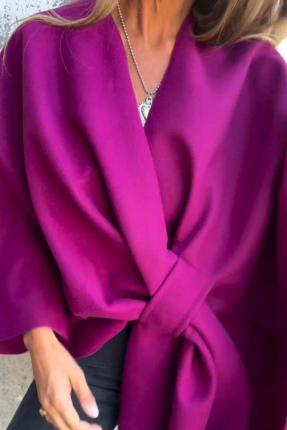 Stylische Damenjacke V-Ausschnitt Cape Design