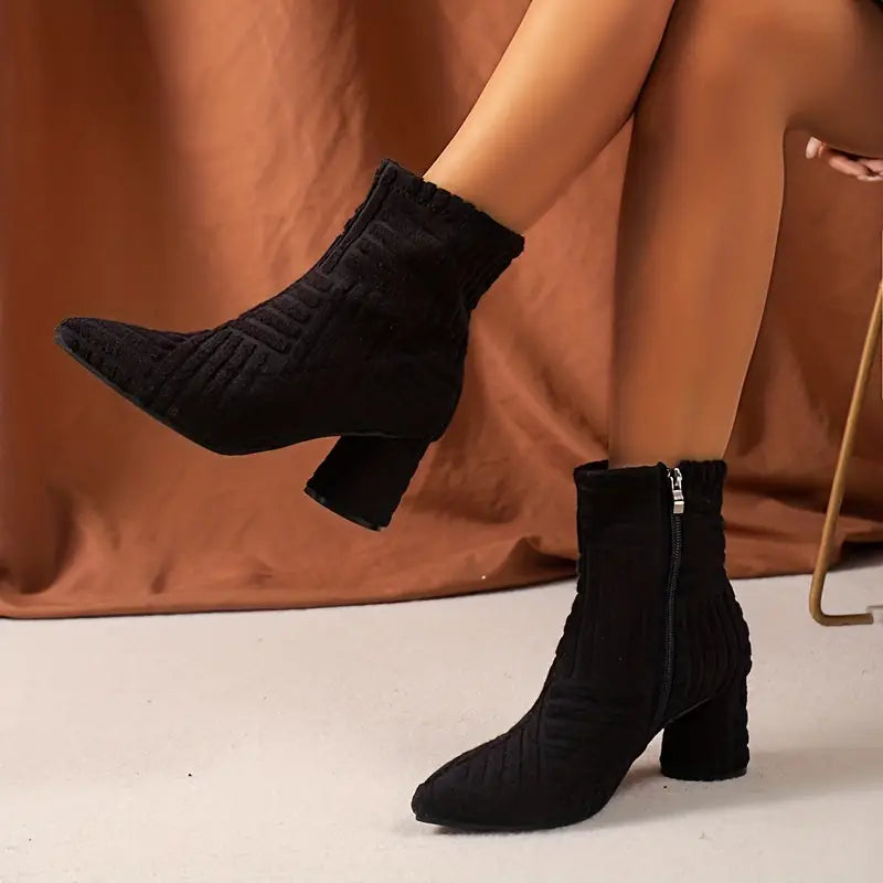 Stiletto Stiefel Hoch Hacken mit Reißverschluss