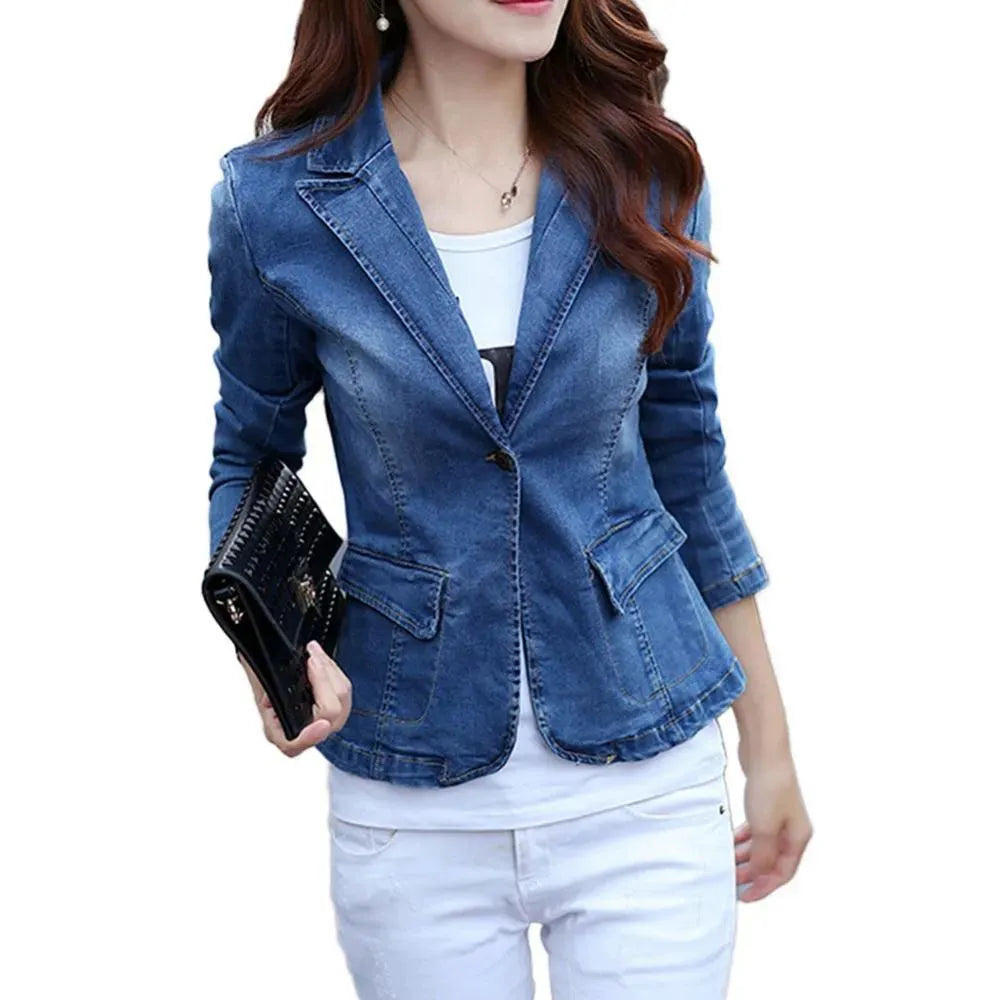 Damen Blazer Jeansjacke Elegantes Design
